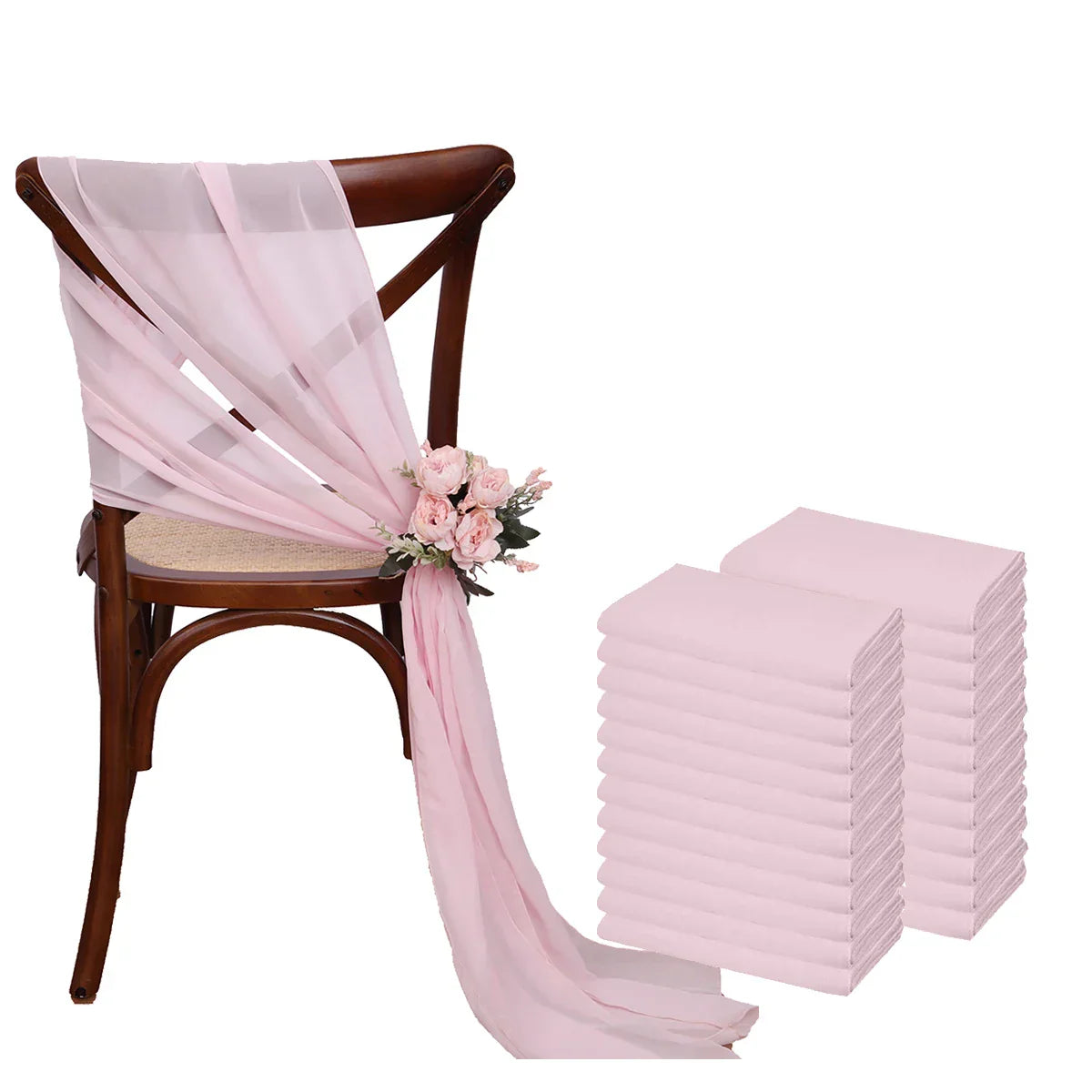 24 Pcs 17x275cm Chiffon Chair Sashes 12 Set
