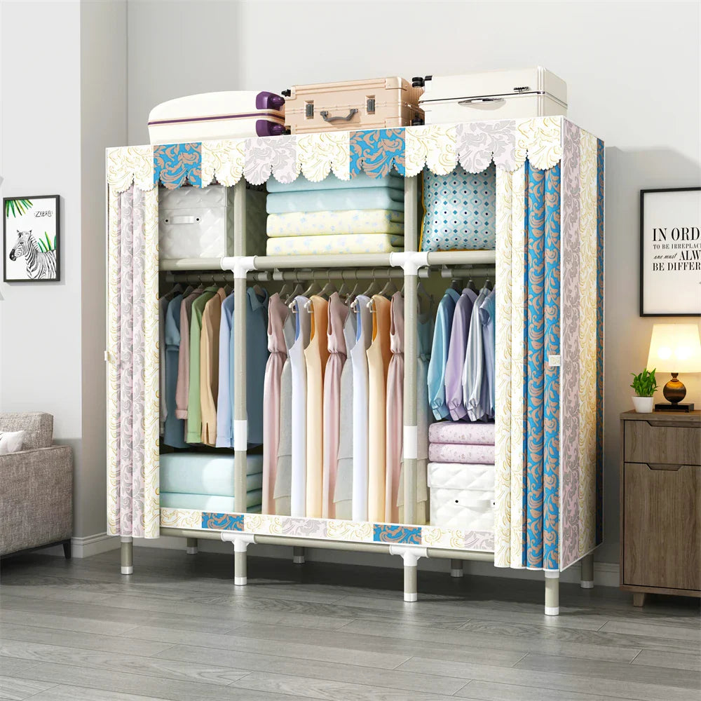 LEEGOHOME Wardrobe 145x45x170cm 26mm Painted Alloy Steel Pipe