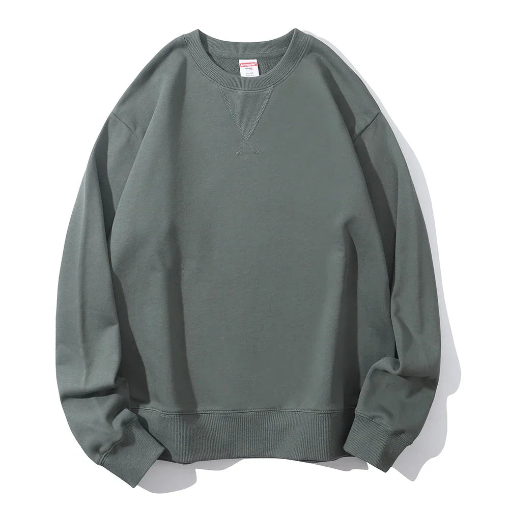 Autumn Winter 380g Cotton Heavy Hoodie Round Neck