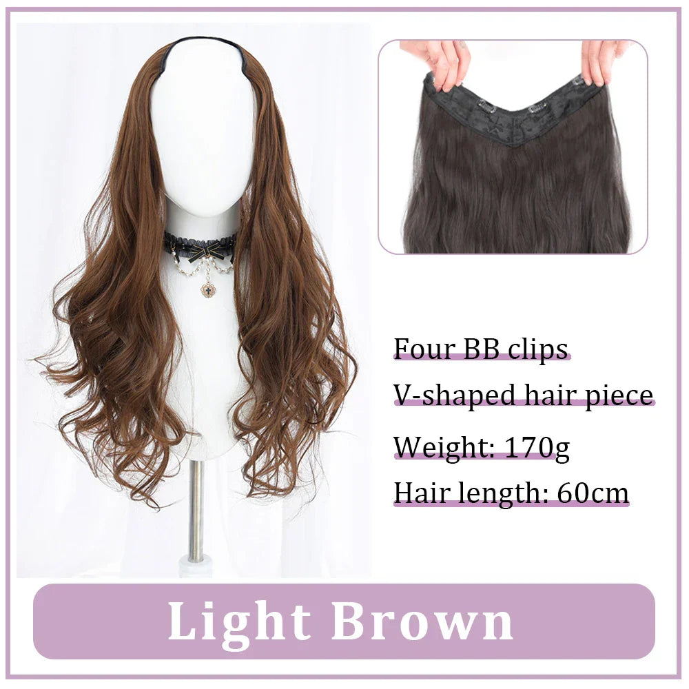 WEILAI Women's V-Shaped Long Hair Extension Synthetic Wig