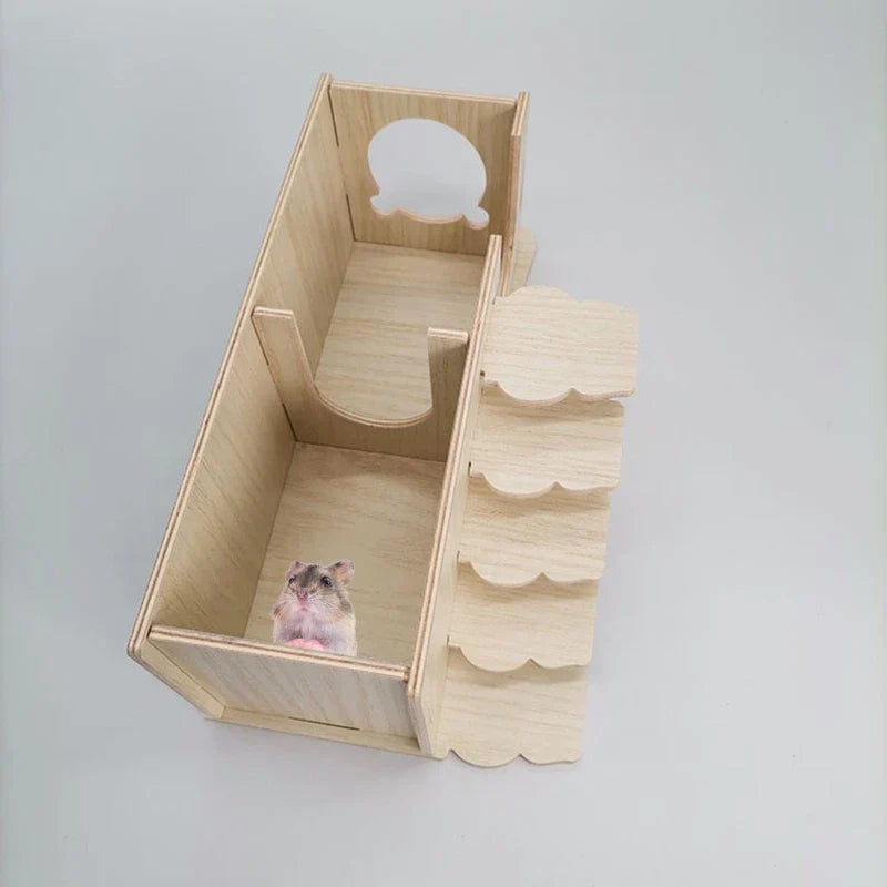 Hamster Wooden Hideout Dwarf Hamster Hut with for
