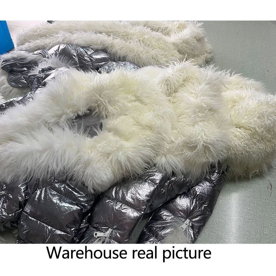 Maomaokong 2023 Women Winter Natural Real Fur Collar