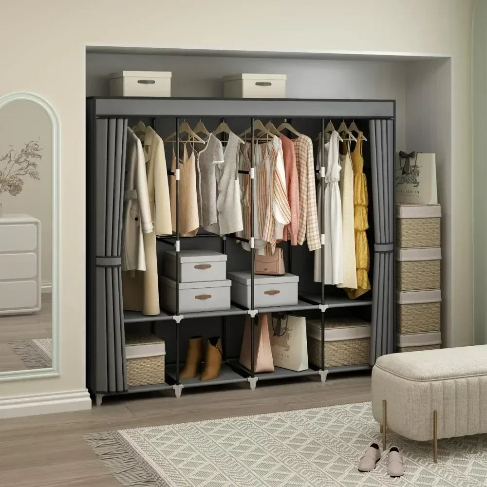 67 Inch Portable Closet Wardrobe, Clothes Rack Storage