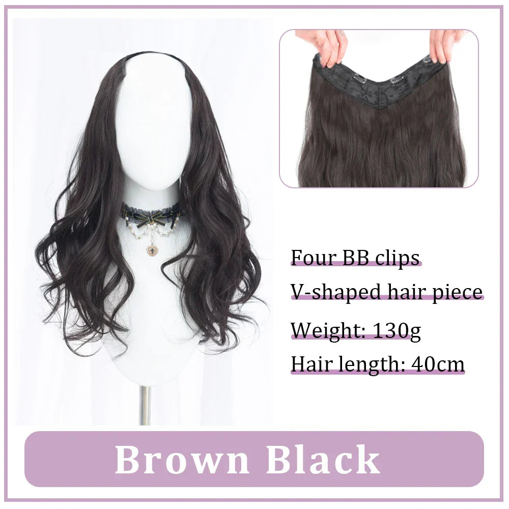 WEILAI Women's V-Shaped Long Hair Extension Synthetic Wig