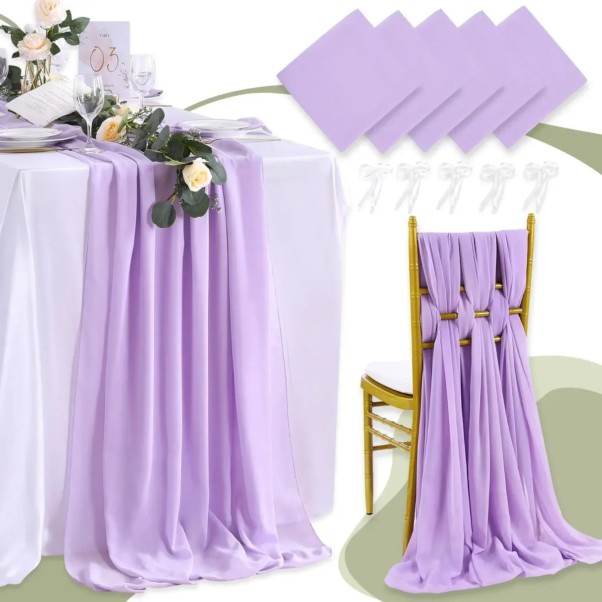 8pcs Wedding Chair Decors Chiffon Chair Sashes Wedding