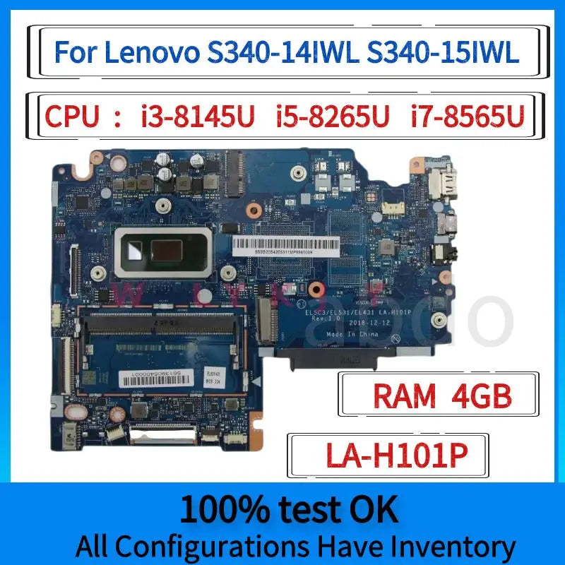 LA-H101P.For Lenovo S340-14IWL S340-15IWL Laptop Motherboard.With CPU i3-8145U