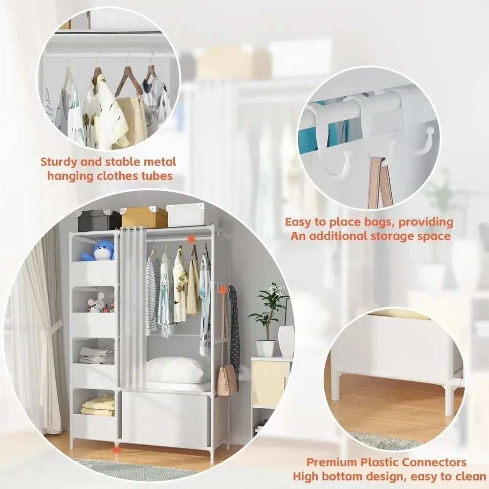 Portable Wardrobe Storage Closet, Clothes Storage Cabinet with