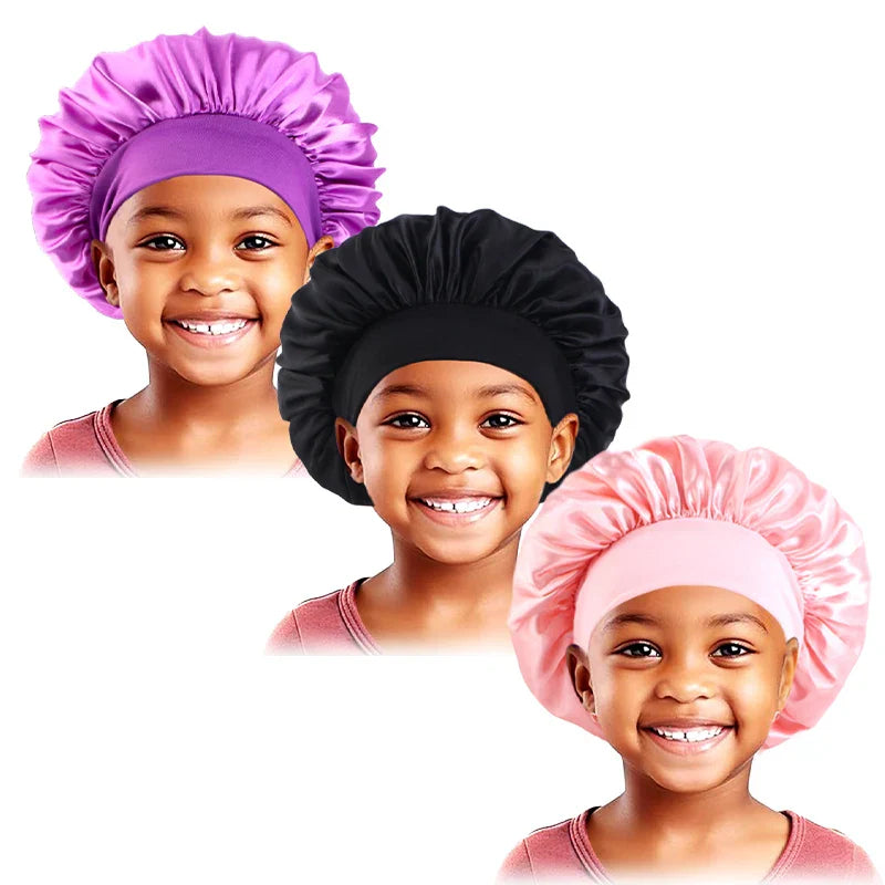 3PCS/LOT Children Elastic Sleepcap Kids Simple Solid Color