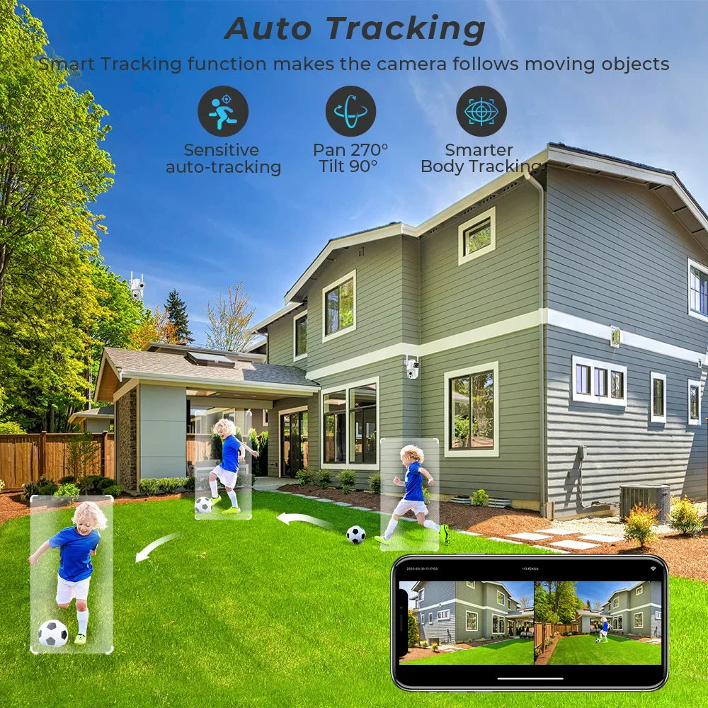 8MP 4K Wifi IP Camera Dual Screens Night