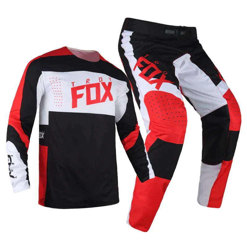 2022 Off-Road MX Racing Jersey & Pants Combo – Black/Red Gear Set