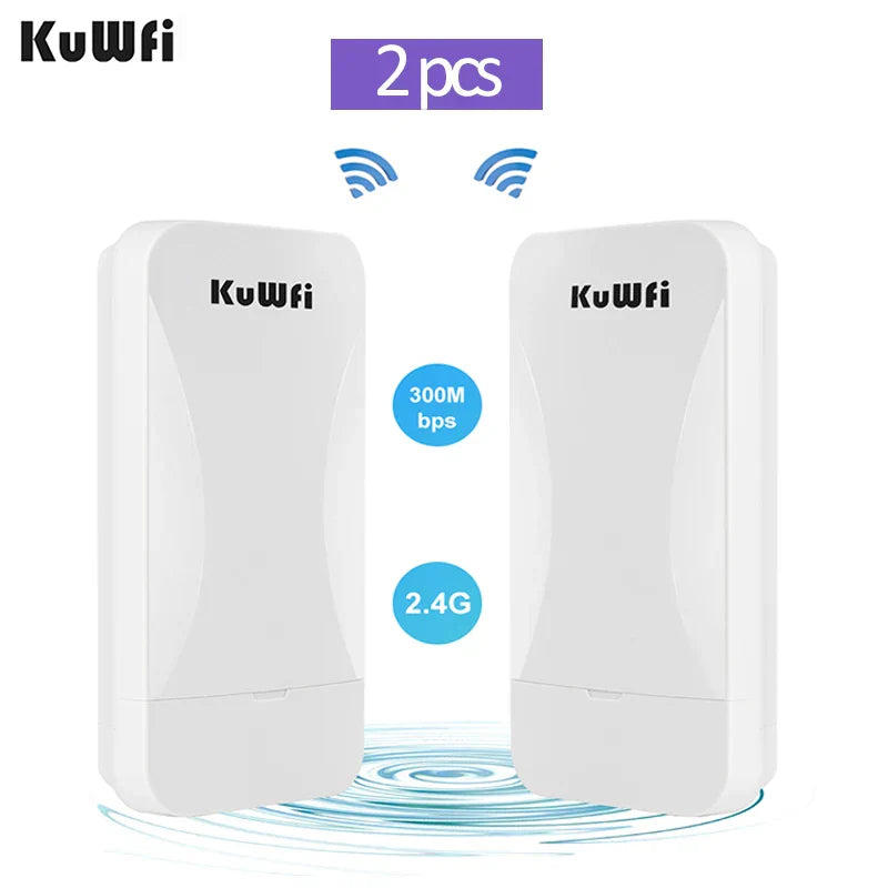 KuWfi 300Mbps Outdoor Wireless Bridge 2.4G Wi-fi Signal