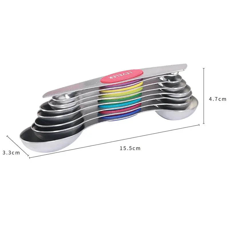 8 Pieces Magnetic Measuring Spoons Set Dual Sided