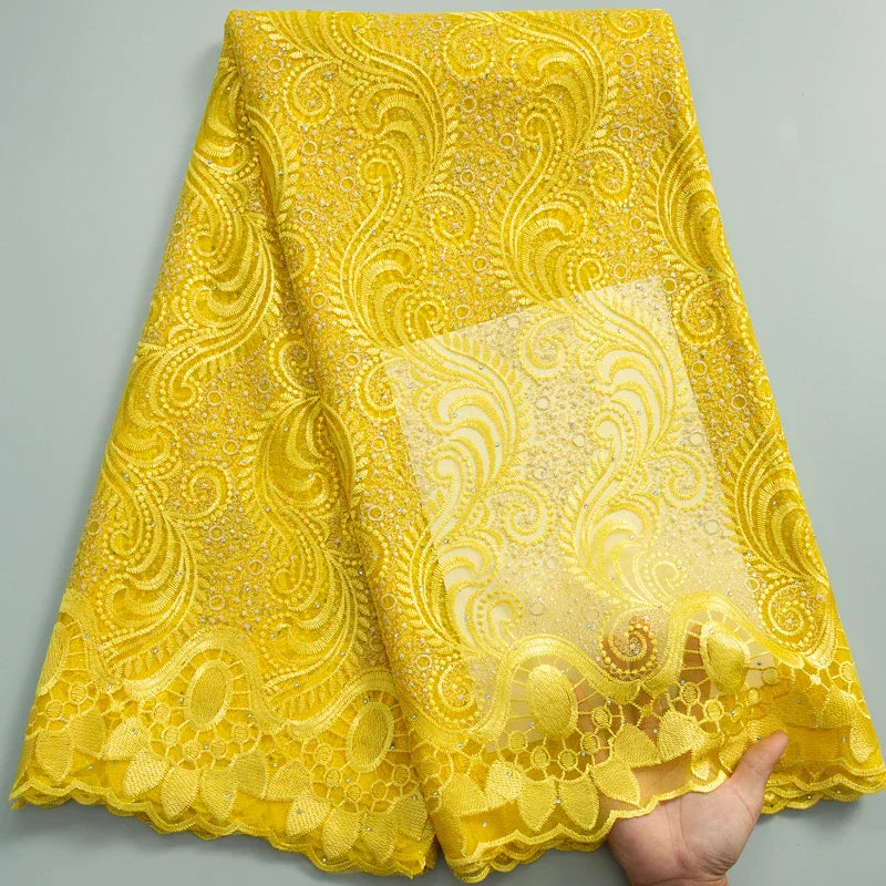 SJD LACE African Lace Fabric with Crystal 2024