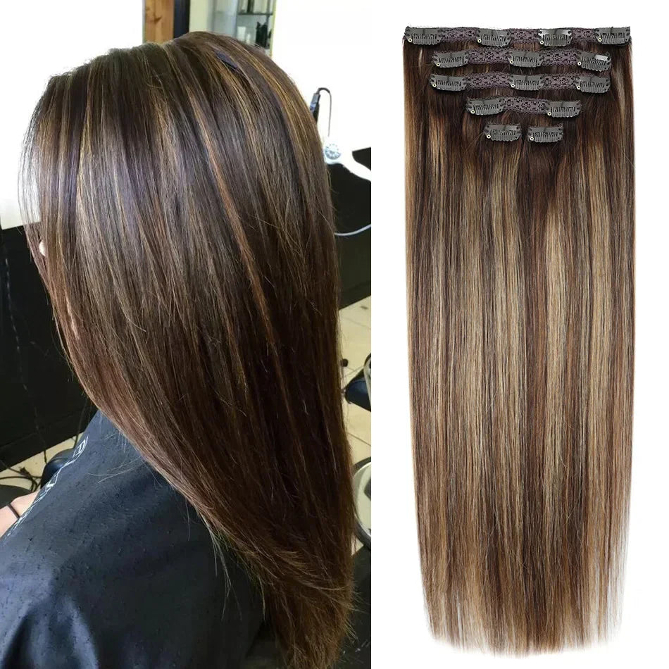 BHF Clip in Hair Extensions Human Hair Straight