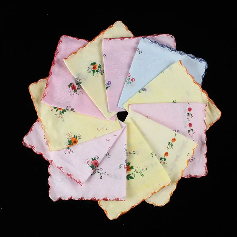 Fashion lace 100%cotton printed Handkerchiefs baby Handkerchief children