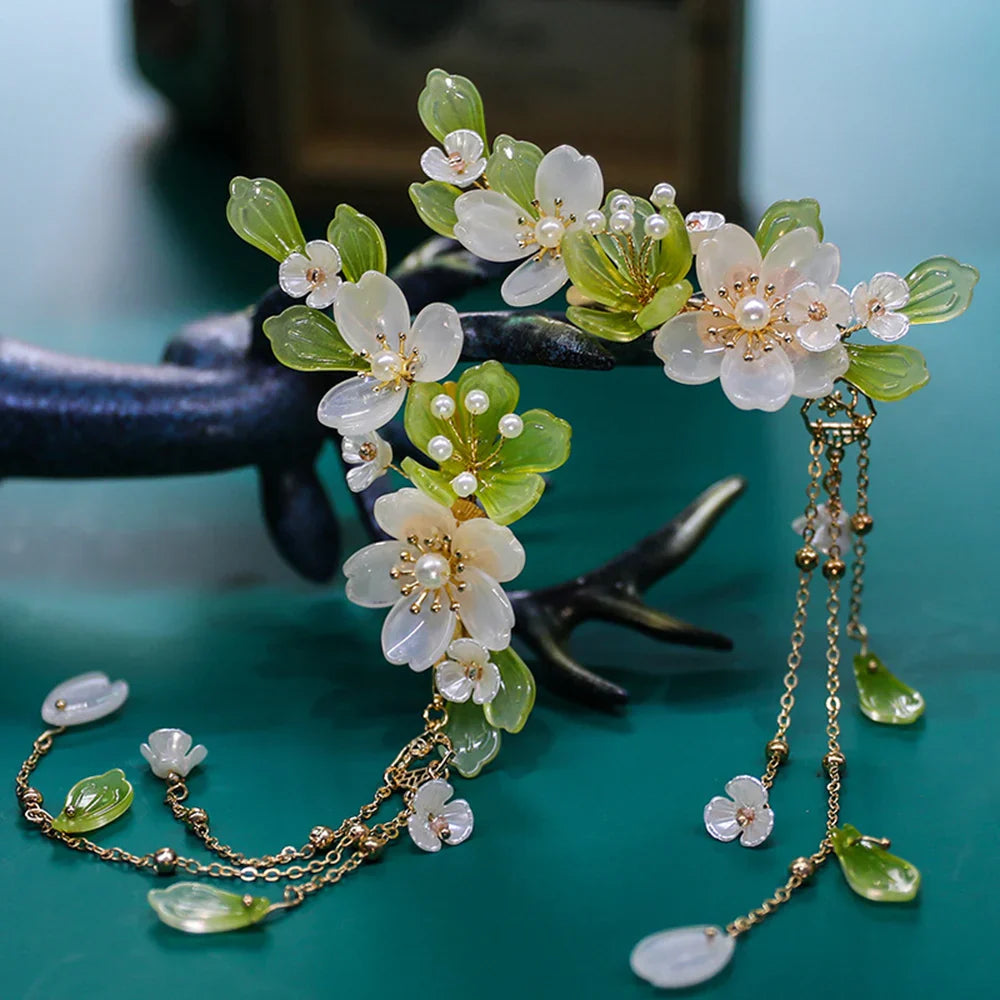 Chinese Hair Clips Girls Hanfu Hair Accessories Green