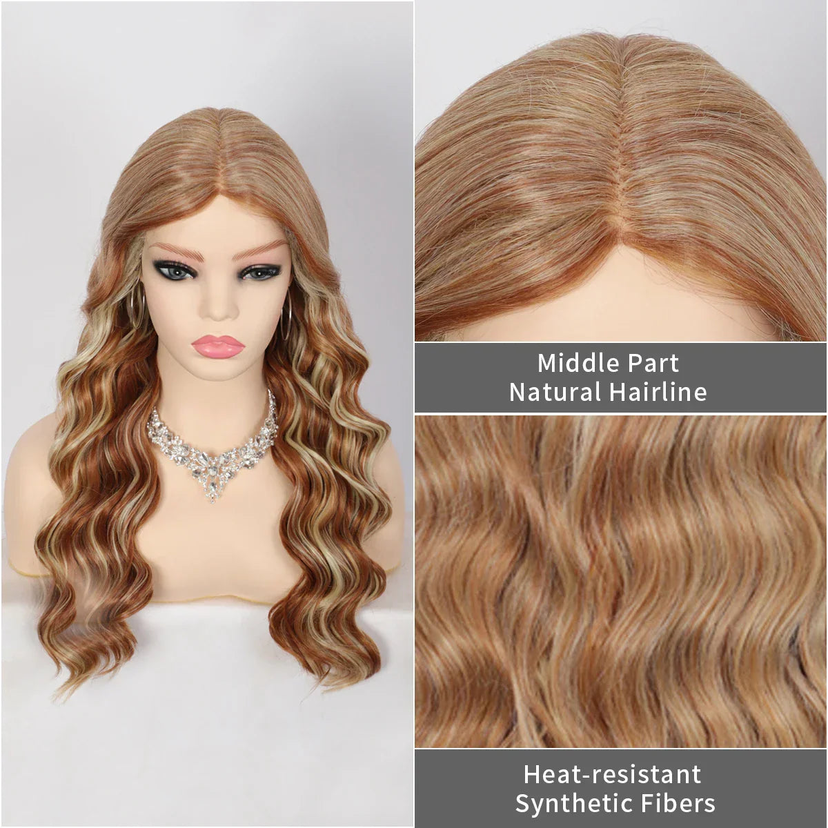 Kalyss Synthetic 18 Inches Ombre Blonde Curly Wavy