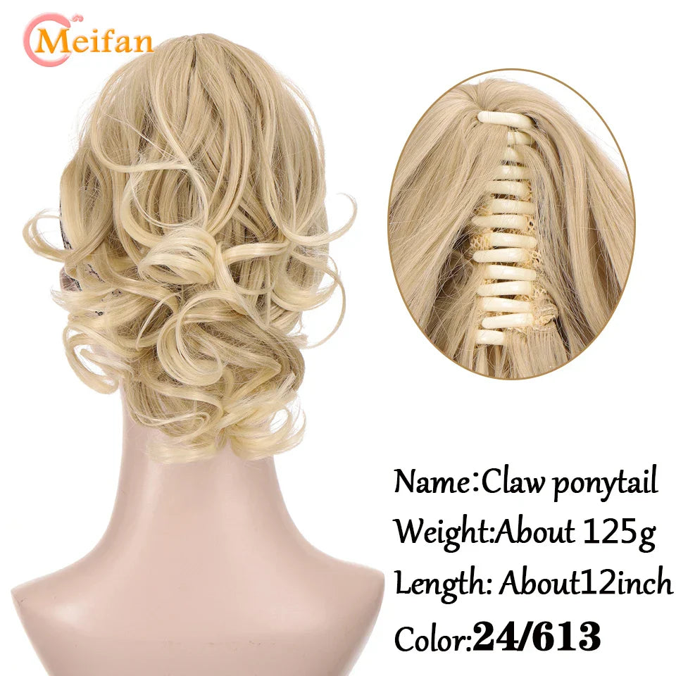 MEIFAN Long Synthetic Wavy Clip in Hair Ponytail