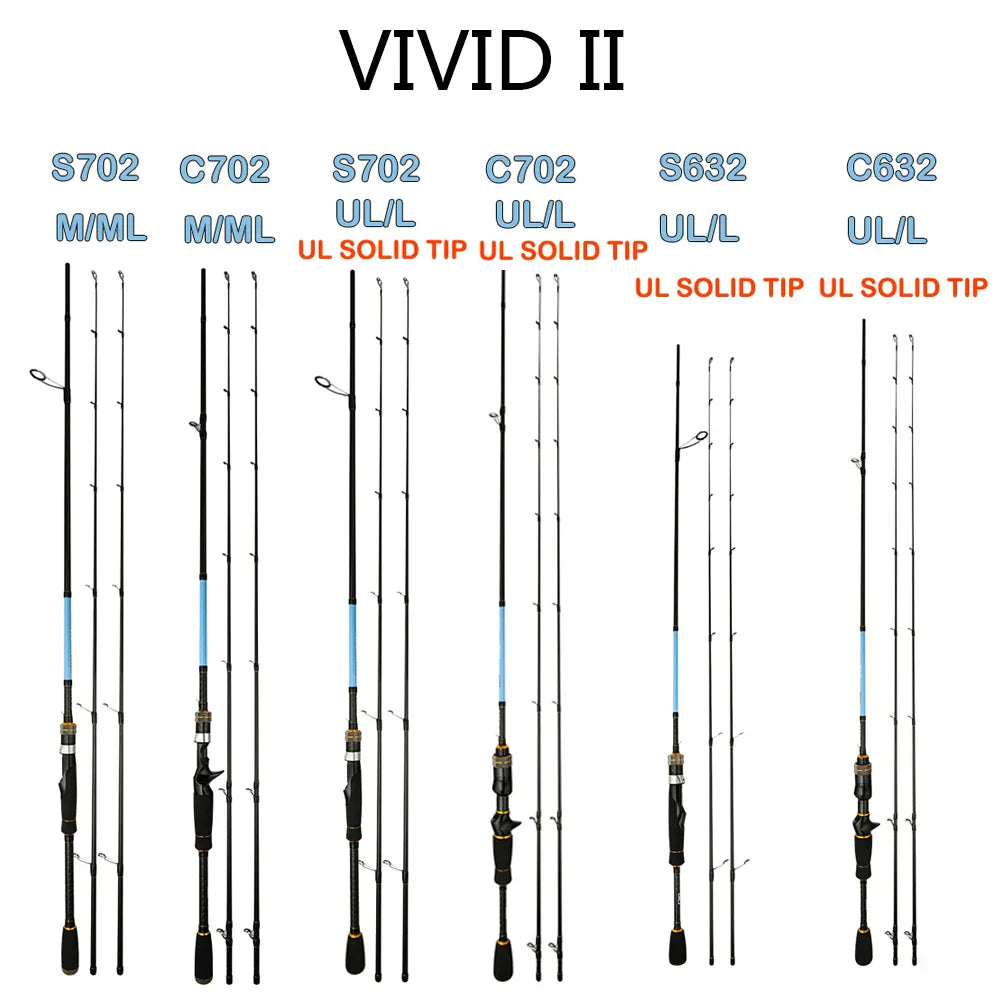 JOHNCOO VIVID UL/L M/ML Spinning Rod Solid Tip