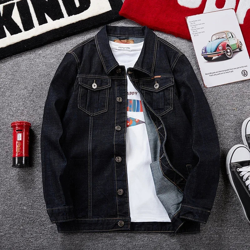 HIQOR Oversize Denim Jacket Male 8xl Men's Fashion