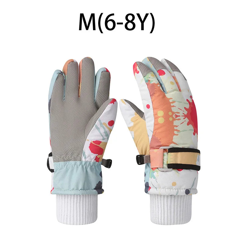 Fashion Children Ski Gloves Waterproof Kids Mittens