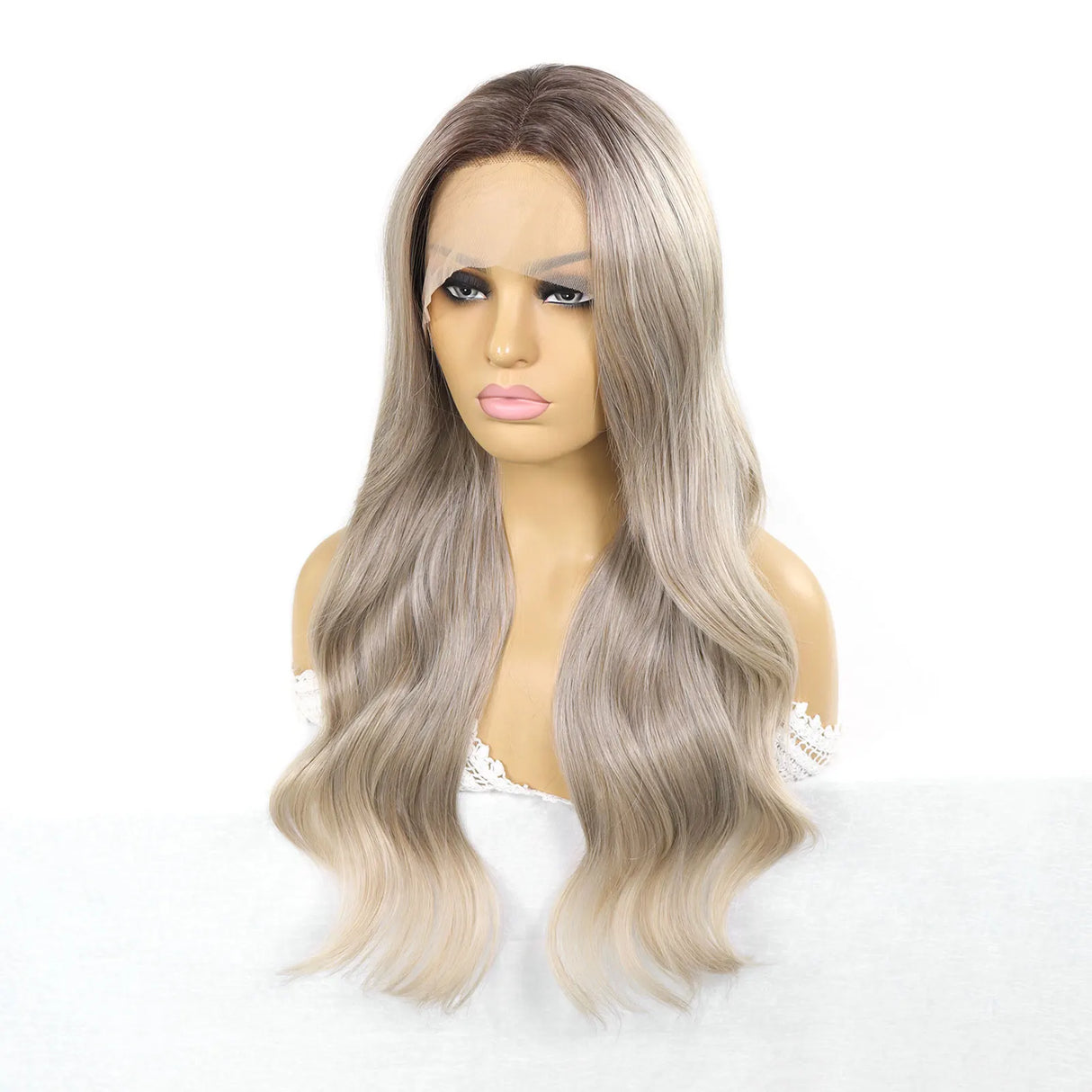 Ash Blonde Synthetic Lace Front Wigs for Women