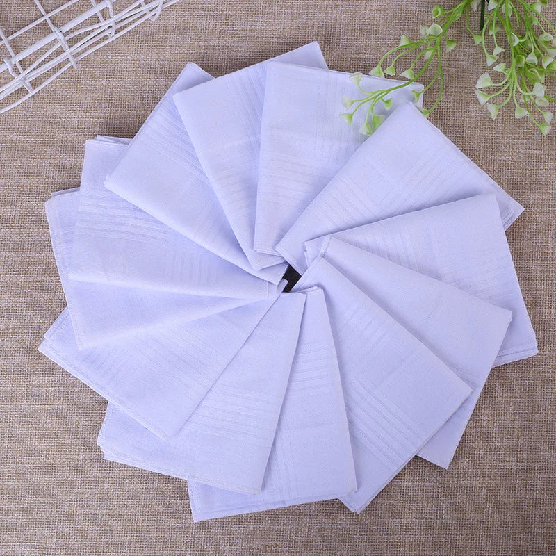 1pcs Mens White Handkerchiefs 100% Cotton Square Super