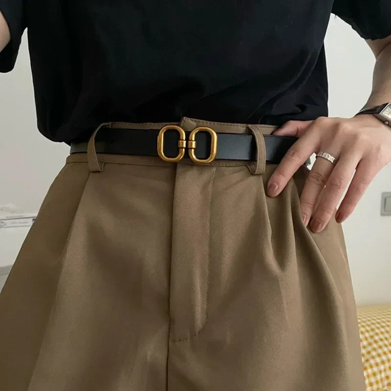 New Women's Fashionable Famous Brand Design Buckle Thin