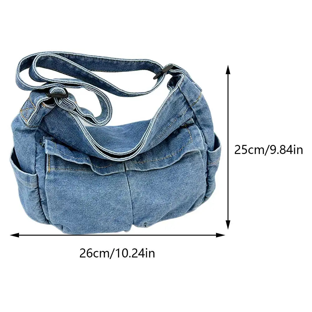 Denim Vintage Messenger Bag Retro Jeans Tote Bag