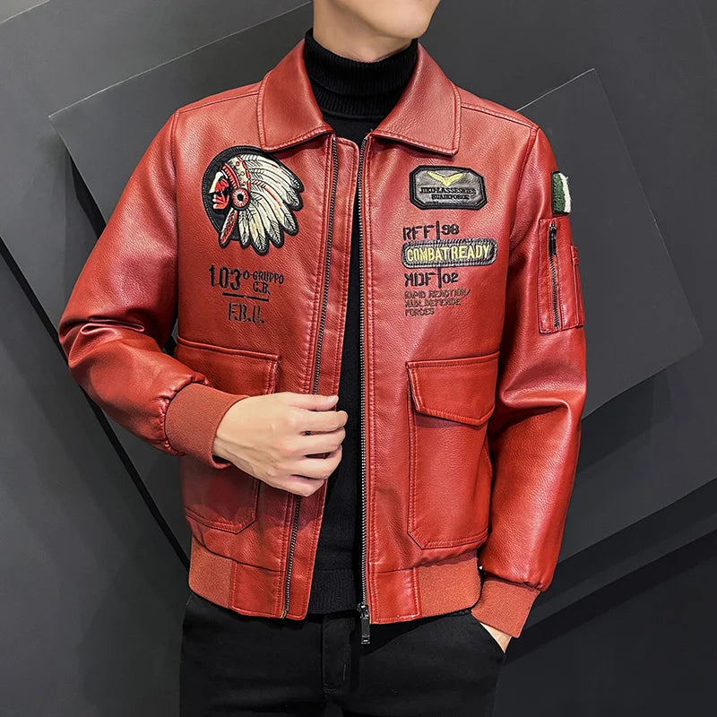 2023 New Casual Motorcycle Windbreaker Zip Lapel Collar