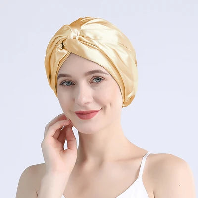 100 Mulberry Silk Turban Bonnets For Women Twisted