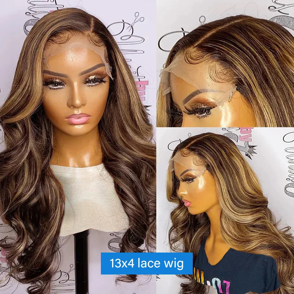 13x6 Hd Highlight Wig Human Hair Ombre Honey