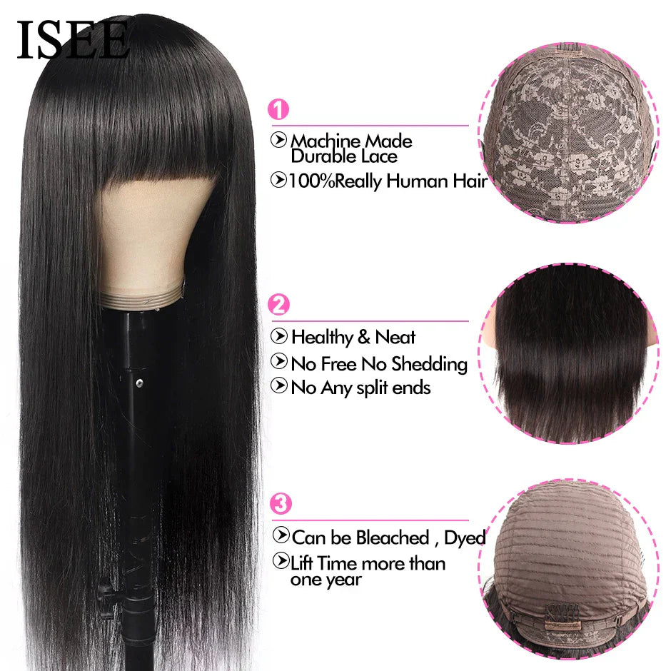 ISEEHAIR Machine Made Sew In Wig Human Hair