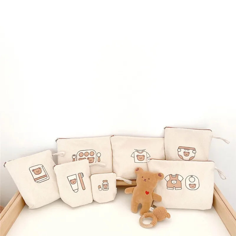 7pcs/set Fashion Baby Diaper Bags Cartoon Bear Portable