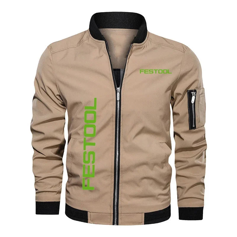 Hip-hop men's jacket Festool tools logo print New