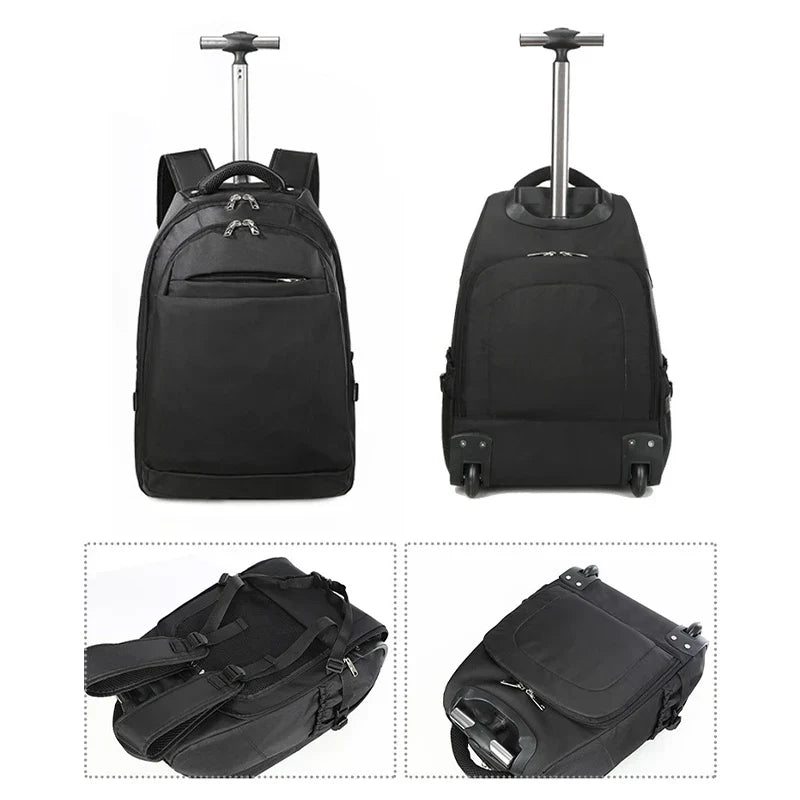 Pulley Luggage Backpack Solid Oxford Cloth Boarding Travel