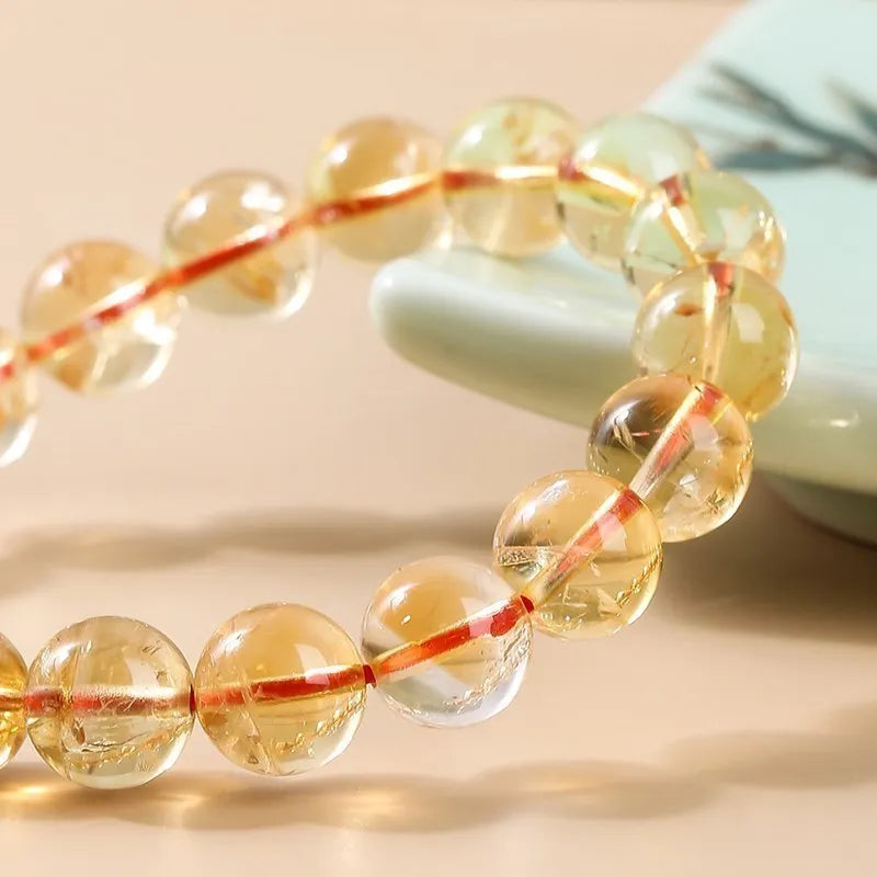 JD Natural Stone Citrines Beads Bracelet Women Yellow