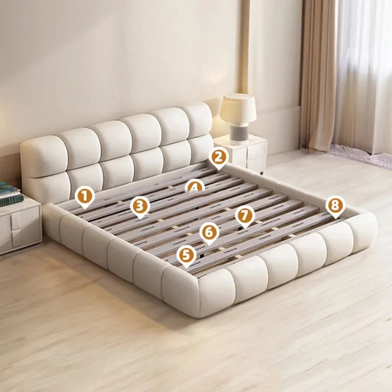 Cream sleeping bed Bedroom Children Confortable Designer King