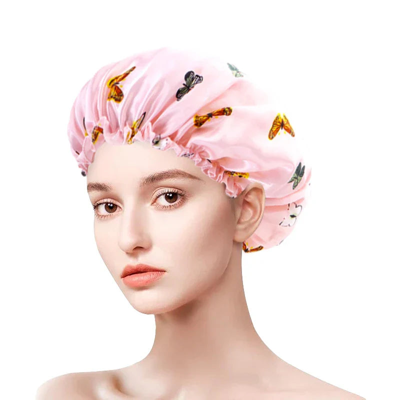 Women Satin Bonnets Printed Floral Edge Nightcap Fashion