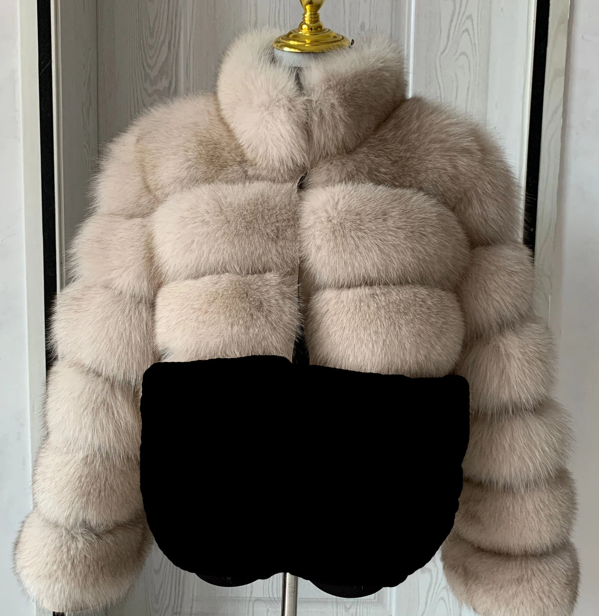 New Ladies Natural Fox Fur Cropped Plus Stand