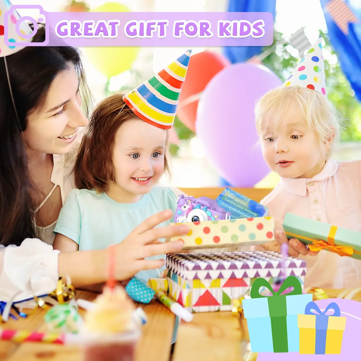 Kids Camera Toys Purple Unicorn for Girls Boys