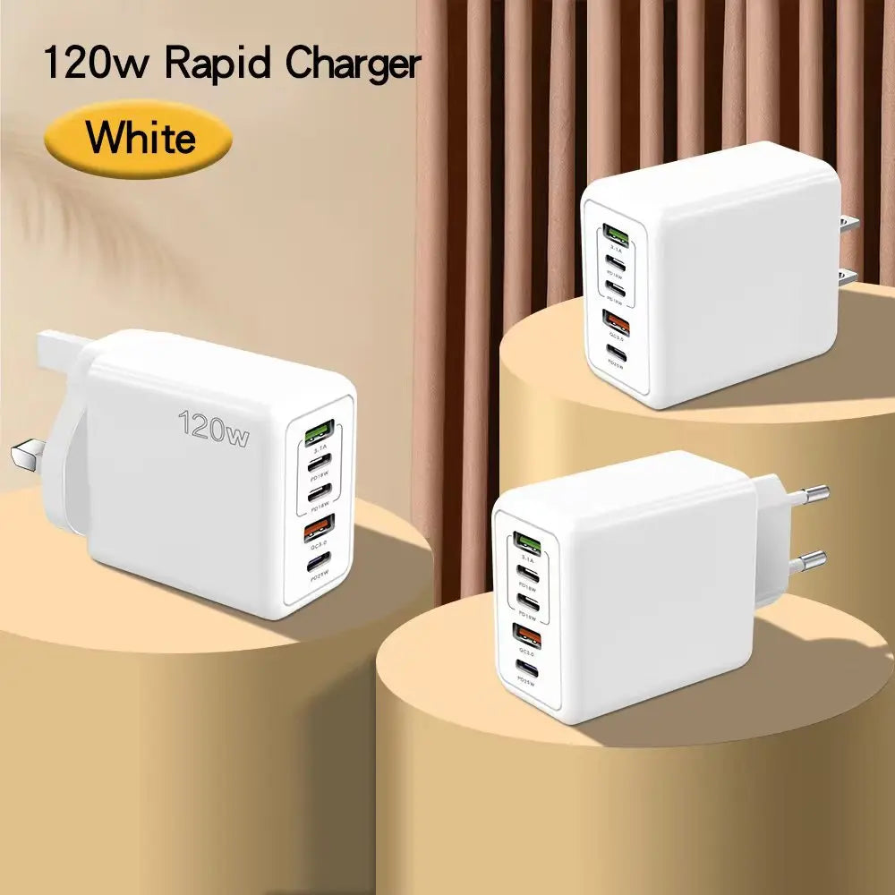 USB C Charger 120W Fast Charging Charger 5Ports