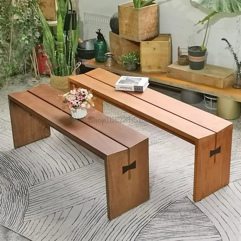 Nordic Solid Wood Bench Home Living Room Long
