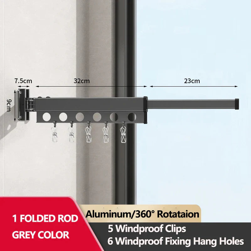 Extendable Clothesline Retractable Clothes Hanger Rack Folding Wall