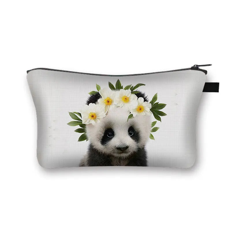 Animal Print Cosmetic Bag Women Makeup Bag Kawaii