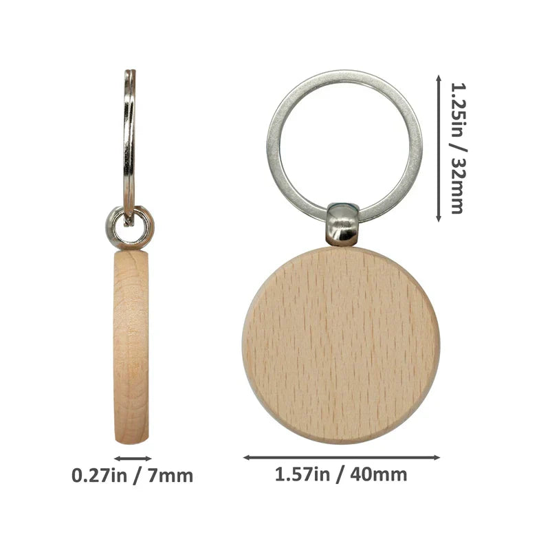 100 Pieces Round Wood Keychain Blanks Diy Wooden