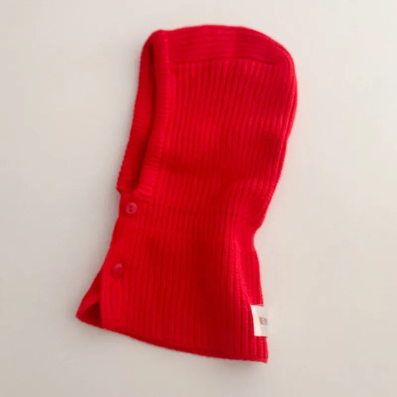 Baby Knitted One-piece Cap Scarf Solid Color Warm