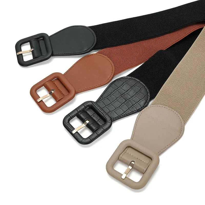 Women's Fashion Wide Belt Square Pin Buckle Imitation
