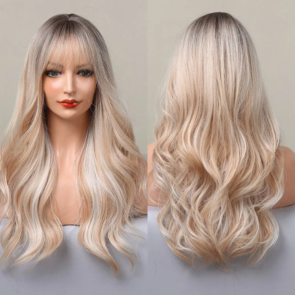 HAIRCUBE Long Ombre Brown Black Light Blonde Synthetic