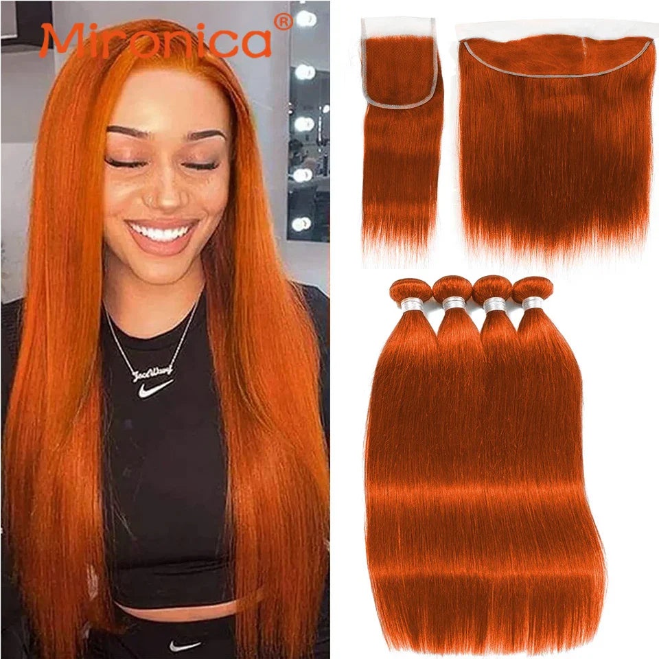 Ginger Orange #350 Peruvian Straight Human Hair Bundles